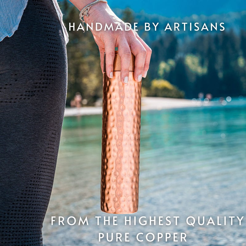 Kosdeg Copper Water Bottle - 34oz Hammered Vintage Modern Design - A Handcrafted Ayurvedic Pure Copper Vessel For Drinking - Drink More Water, Lower Your Sugar Intake And Enjoy The Health Benefits - Image 4
